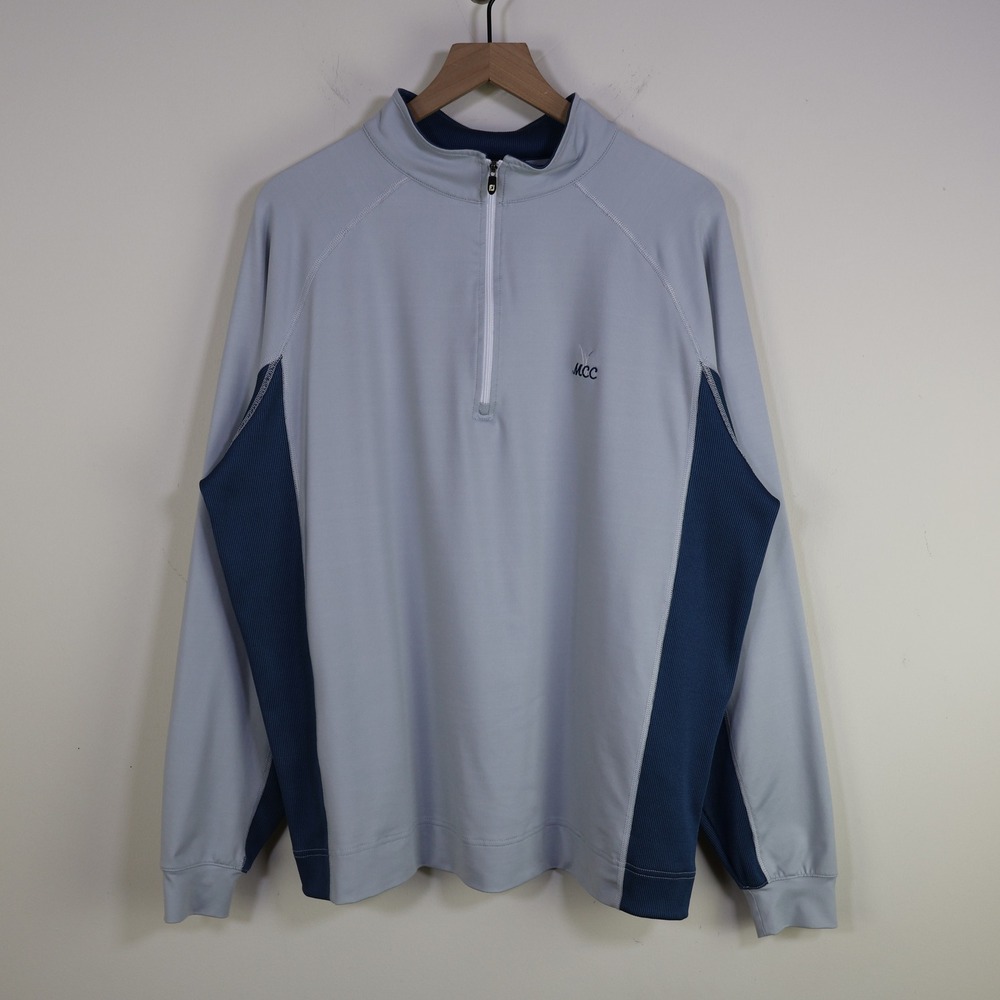 FootJoy Golf Quarter Zip Pullover Large Athletic Performance Grey Navy Blue
